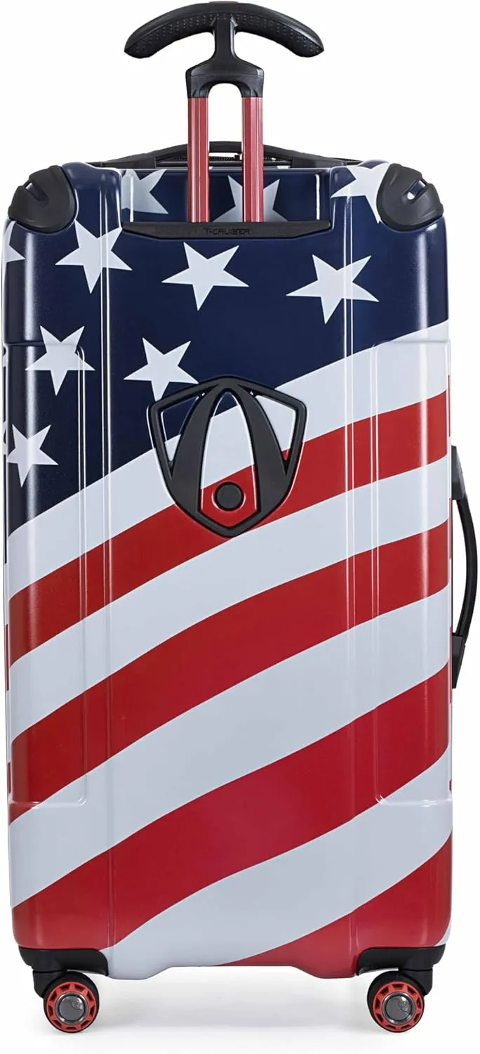 Traveler's Choice Maxporter II Hardside Polycarbonate Suitcase with Spinner Wheels, American Flag, 30" Trunk Luggage