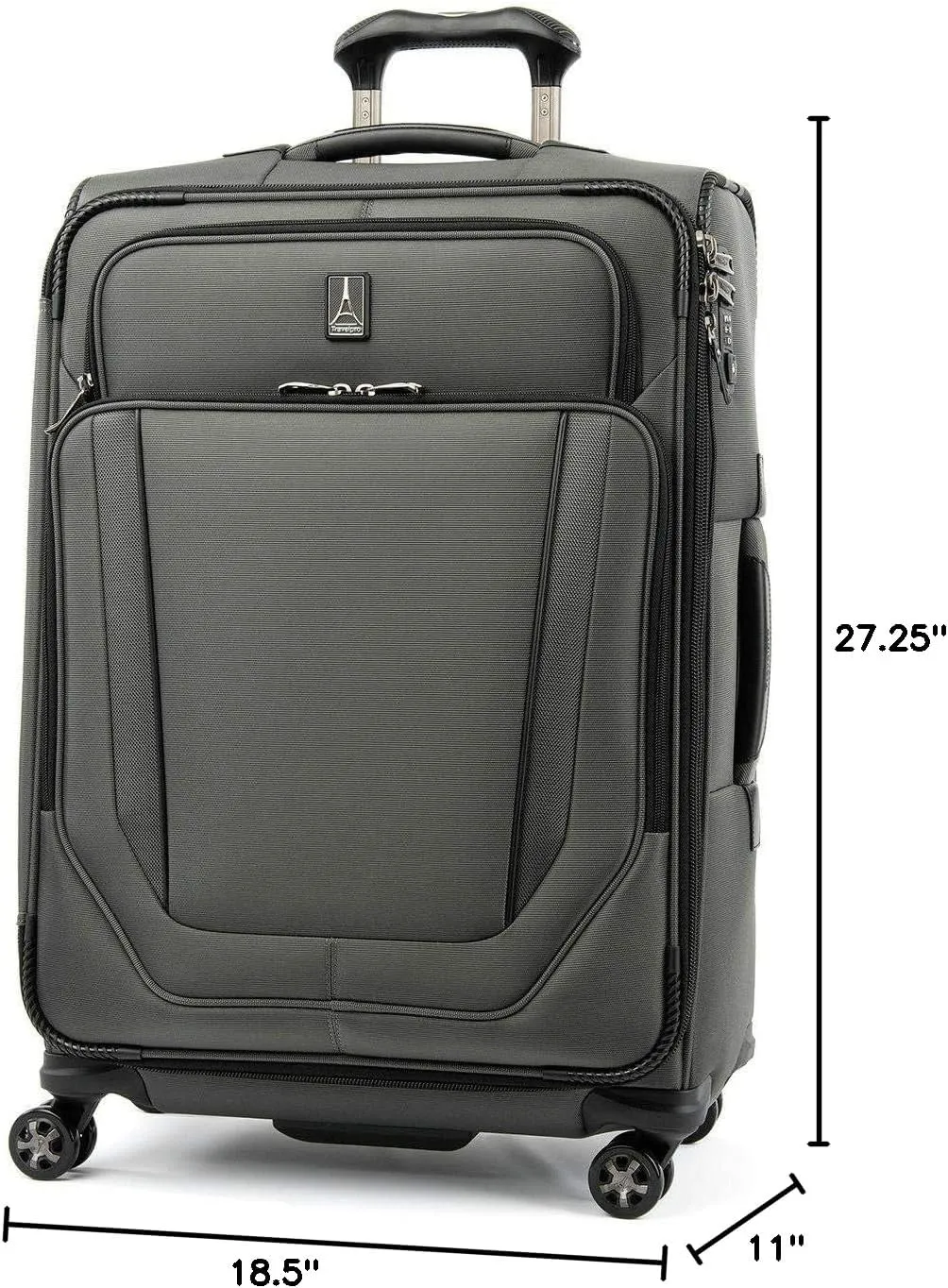 Travelpro Crew Versapack Softside Expandable 8 Spinner Wheel Checked Luggage, Men and Women, Jet Black, Checked Medium 25-Inch