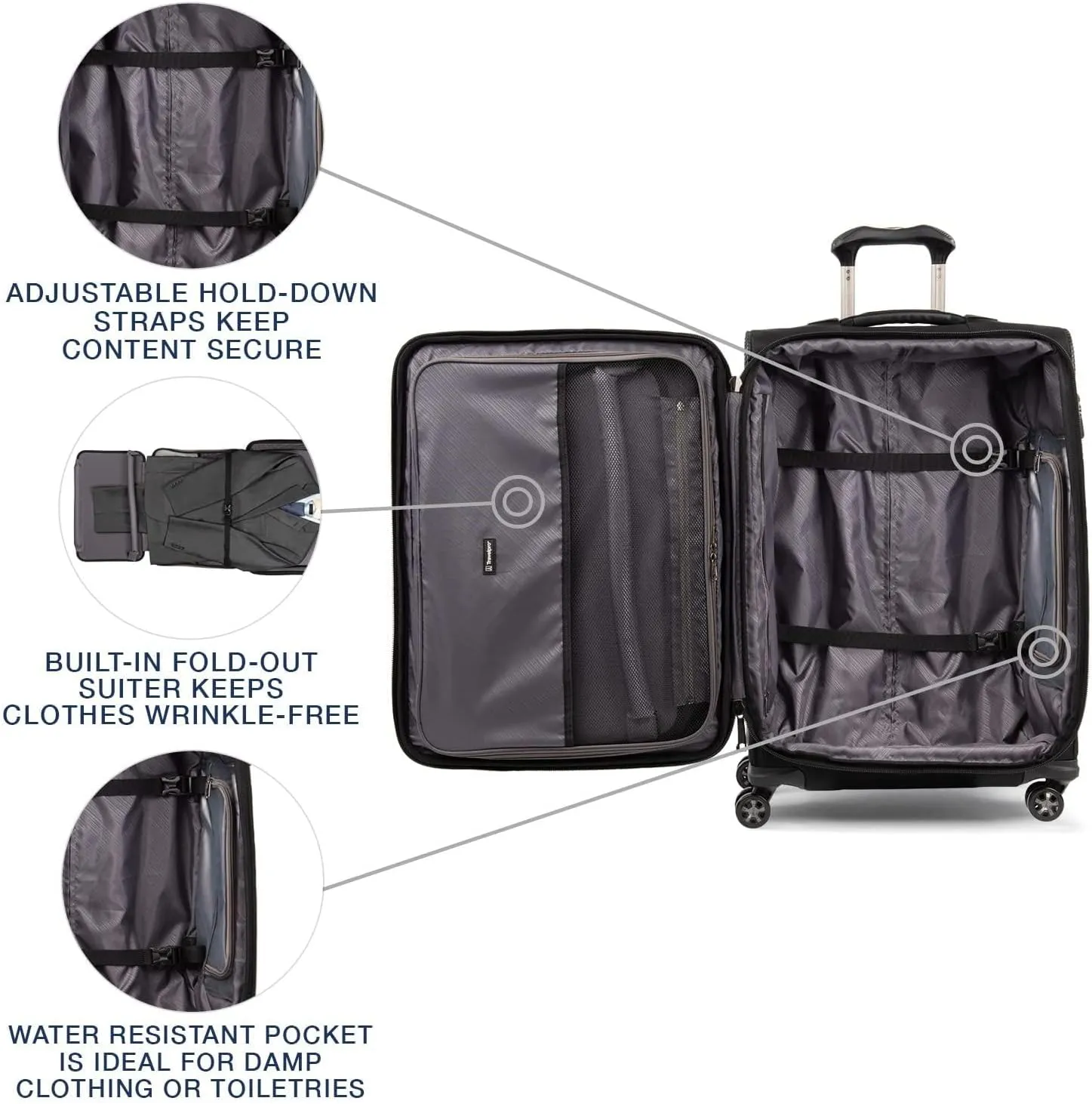 Travelpro Crew Versapack Softside Expandable 8 Spinner Wheel Checked Luggage, Men and Women, Jet Black, Checked Medium 25-Inch