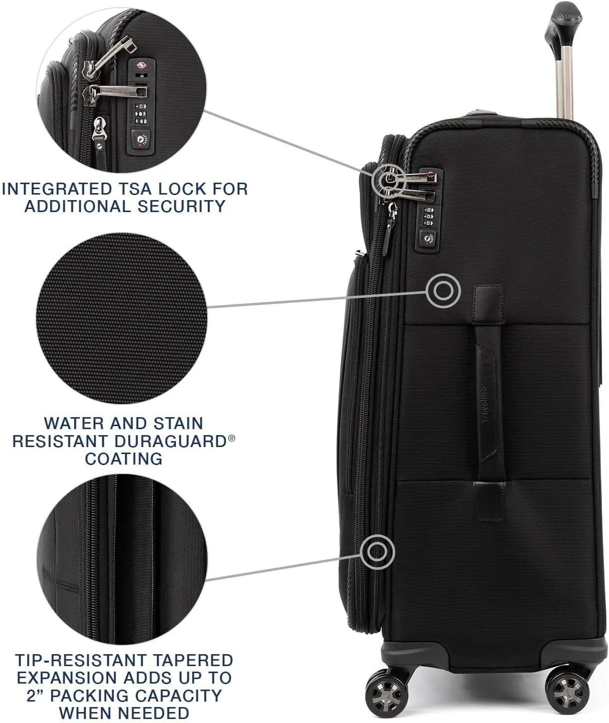 Travelpro Crew Versapack Softside Expandable 8 Spinner Wheel Checked Luggage, Men and Women, Jet Black, Checked Medium 25-Inch