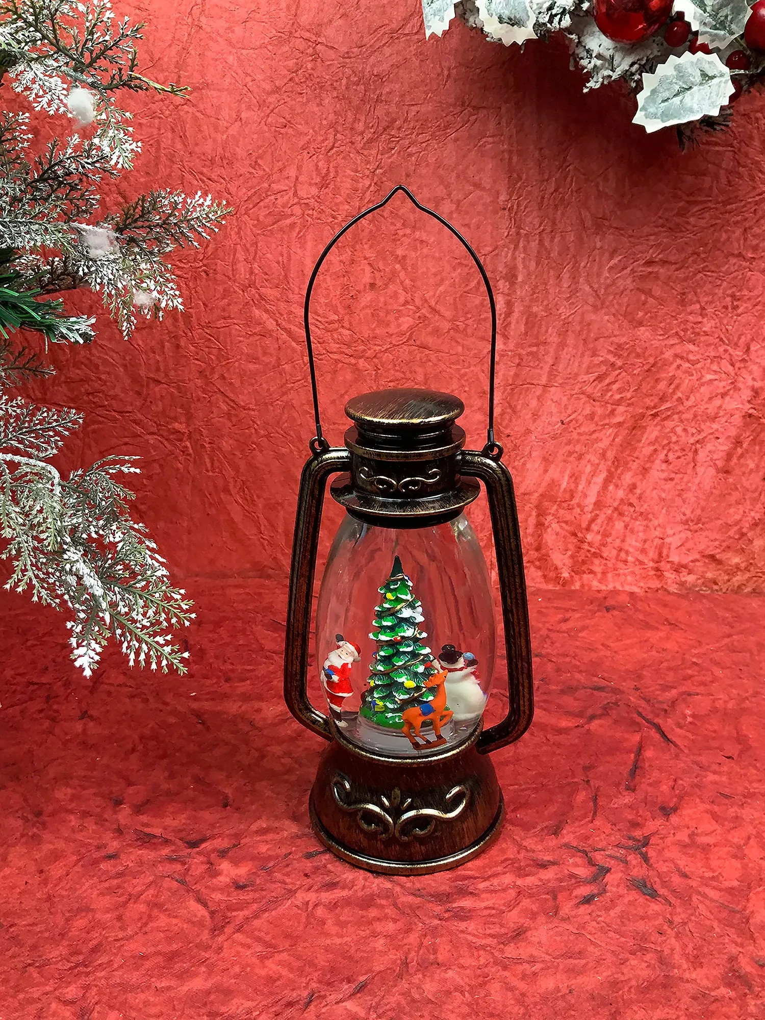 Trio Rotating Christmas Tree  Musical Glitter Water Light, Christmas Snow Lantern