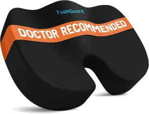 TushGuard Seat Cushion for Office Chair Memory Foam Non-Slip Desk Seat Cushion Back, Coccyx, Sciatica, Tailbone Pain Relief Butt Pillow for Office Chair, Car, Wheelchair, Black