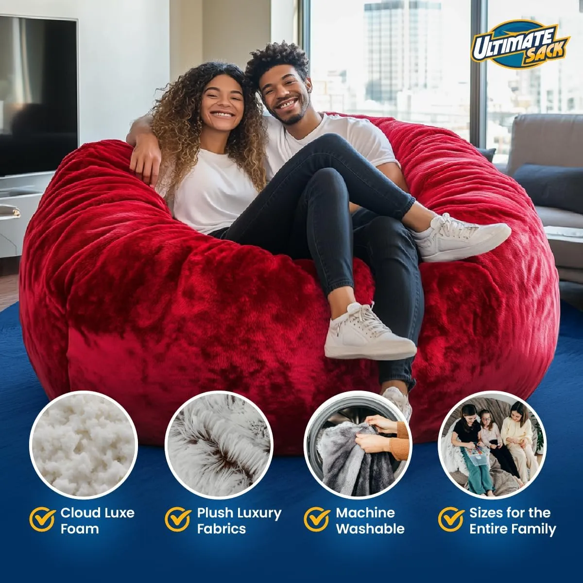 ULTIMATE SACK 5ft Bean Bag Chair & Footstool, Oversize Bean Bag Chair for Adults, Comfy Chair Bean Bag Couch Lounge Sofa Loveseat Furniture | Olive Suede