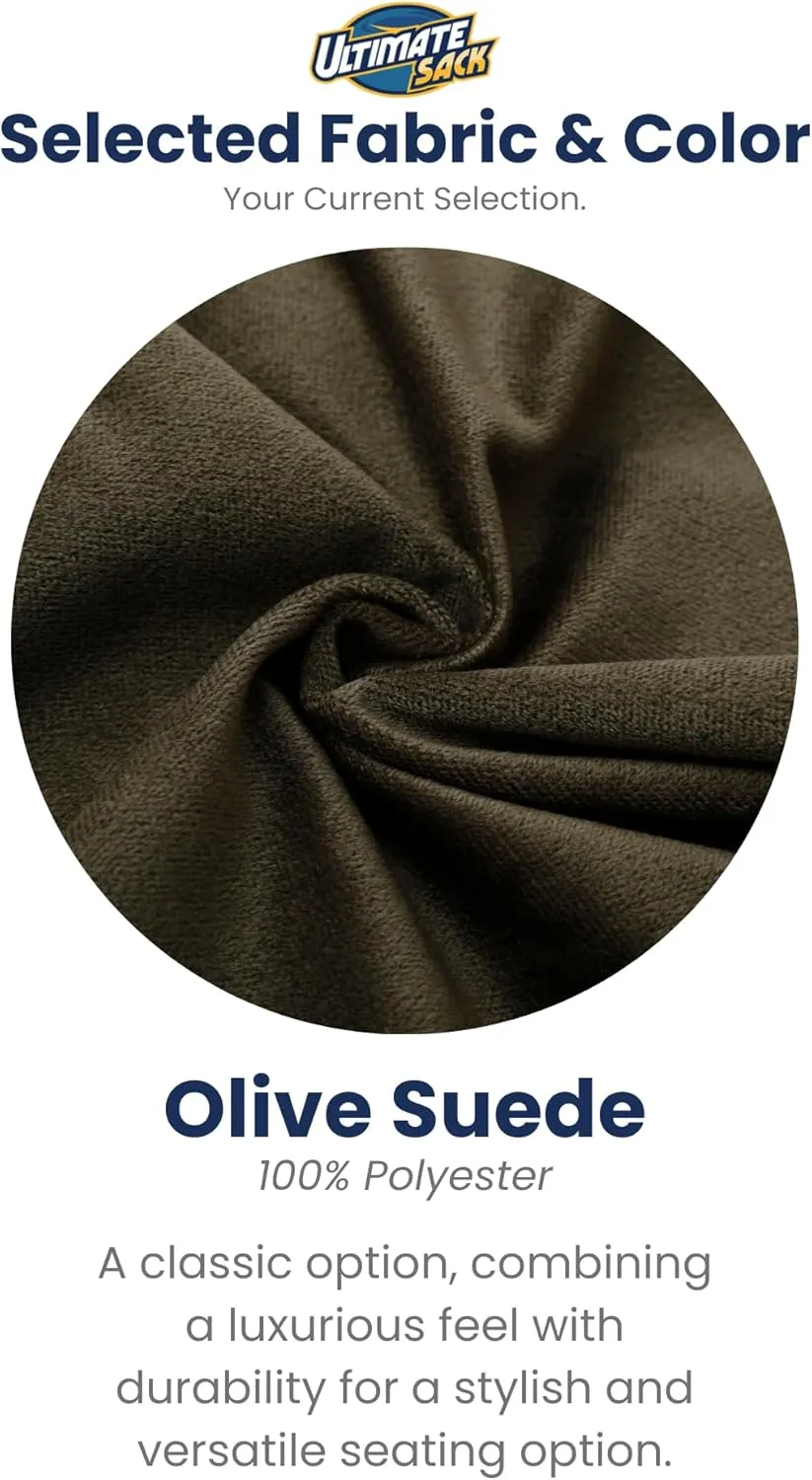 ULTIMATE SACK 5ft Bean Bag Chair & Footstool, Oversize Bean Bag Chair for Adults, Comfy Chair Bean Bag Couch Lounge Sofa Loveseat Furniture | Olive Suede