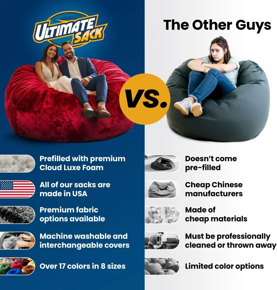 ULTIMATE SACK 6ft Bean Bag Chair & Footstool, Oversize Bean Bag Chair for Adults, Comfy Chair Bean Bag Couch Lounge Sofa Loveseat Furniture | Teal Suede