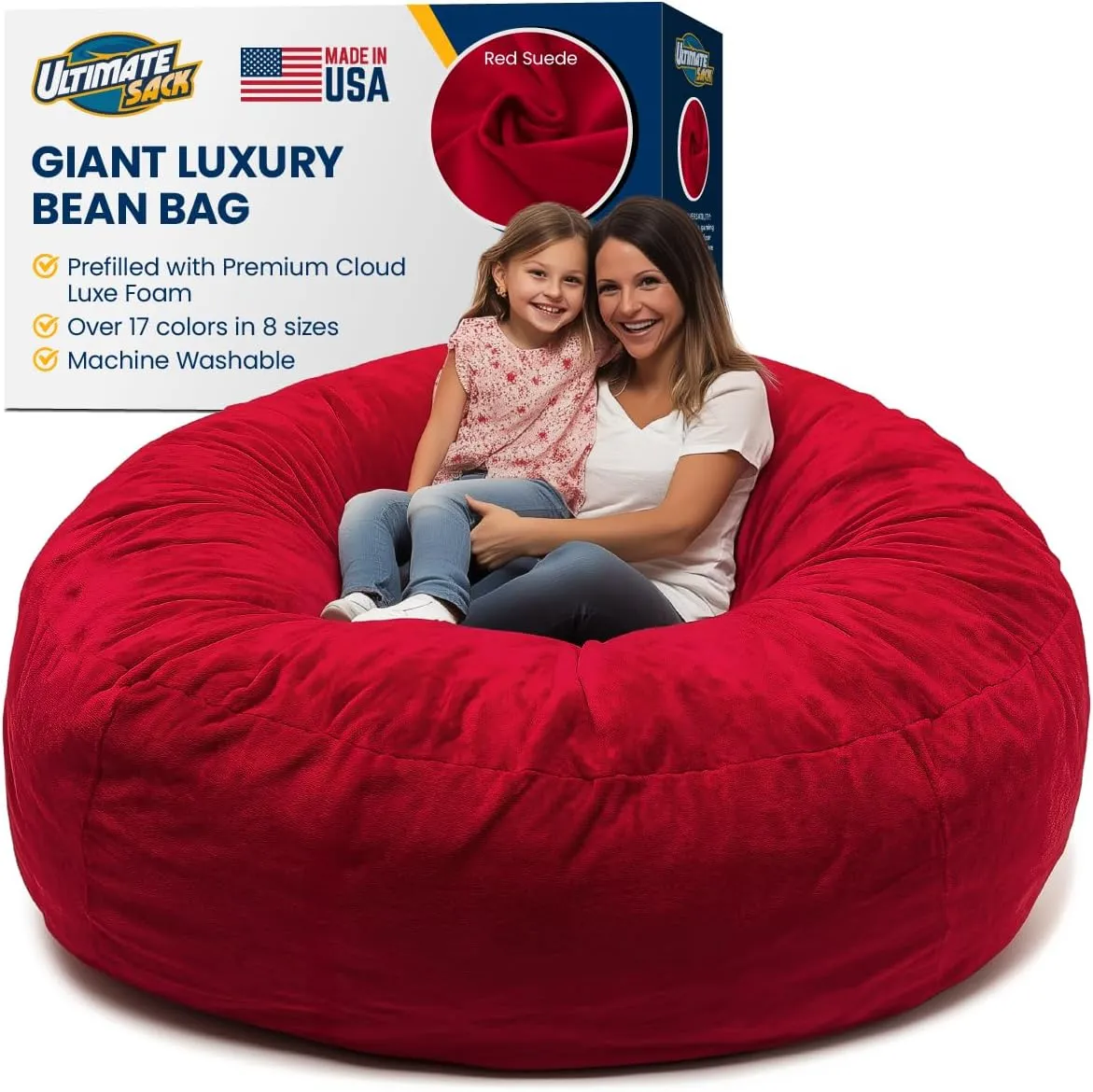 ULTIMATE SACK 6ft Bean Bag Chair & Footstool, Oversize Bean Bag Chair for Adults, Comfy Chair Bean Bag Couch Lounge Sofa Loveseat Furniture | Teal Suede