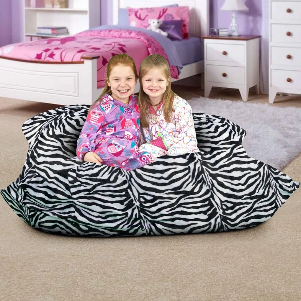 ULTIMATE SACK Bean Bag Floor Pillow, Oversize Bean Bag Pillow, Comfy Chair Bean Bag Couch Lounge Sofa Loveseat Furniture | Zebra Print Fur