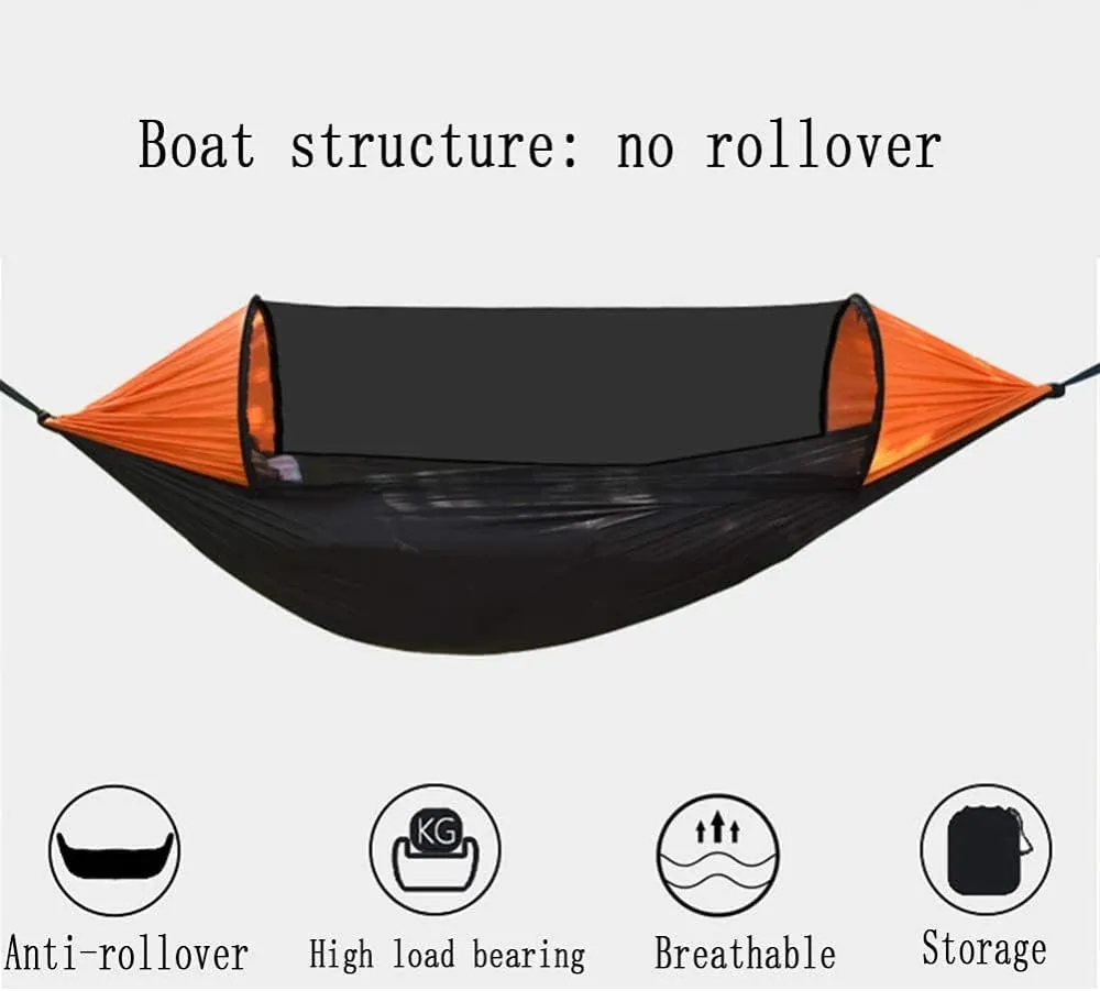 Ultralight, Portable, Anti-roll Nylon 1/2 Person Mosquito Net Camping Hammock for Camping, Hiking, Beach, Garden, Travel-Orange