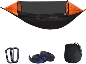 Ultralight, Portable, Anti-roll Nylon 1/2 Person Mosquito Net Camping Hammock for Camping, Hiking, Beach, Garden, Travel-Orange
