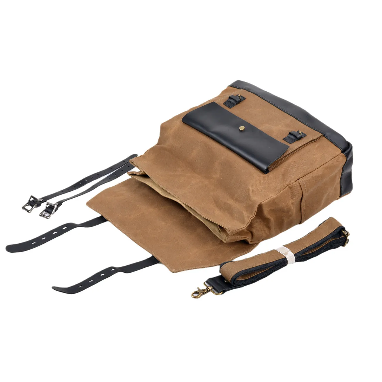 Unisex Roll-Top Canvas and Leather Messenger Bag