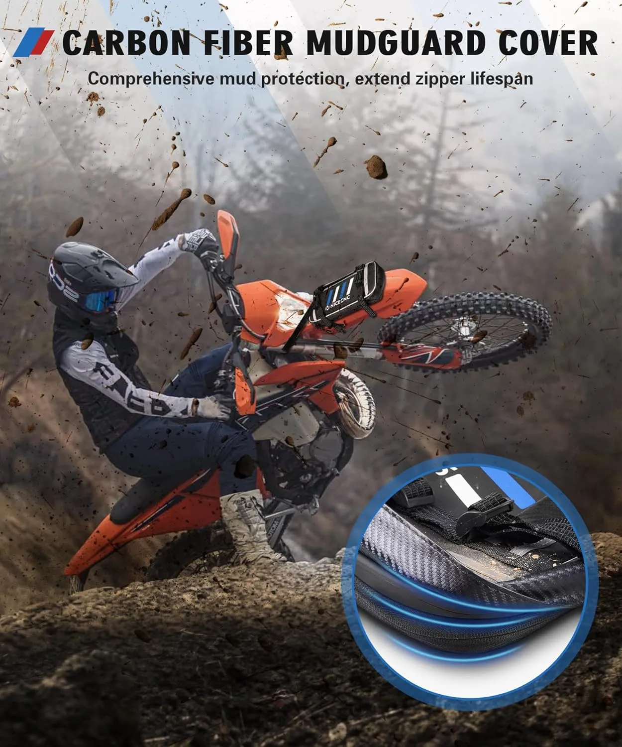 Upgraded Motorcycle Front Fender Bag, 5L Expandable Dirt Bike Fender Bag Tool Roll Bag Universal Motocross Enduro Fender Bag Accessories Storage Bag Fit for Adventure Off-road Riding (Blue)