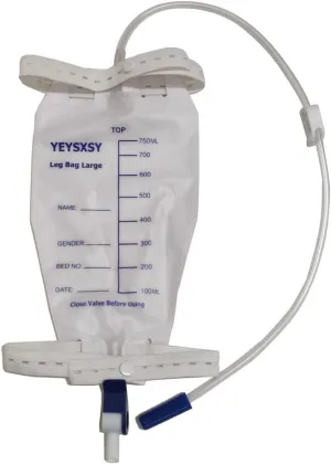 Urinary Drainage Bag with Anti-Reflux Chamber, 750 ml/25 oz 25" Drainage Tube,Deluxe Fabric Leg Bag(Pack of 4)