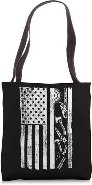 USA Flag Woodcutter Woodworker Woodworking Lumber Logger Tote Bag