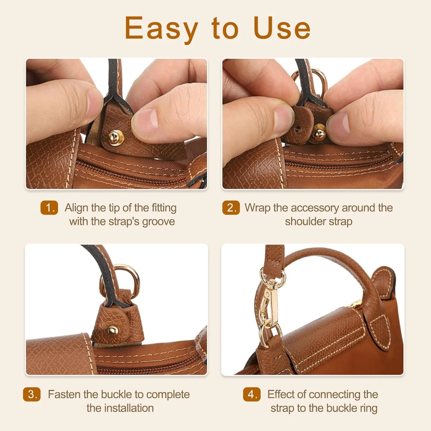 uxcell Genuine Leather Bag Strap Replacement Adjustable Crossbody Bag Straps, 37.4-45.3 Inch Purse Strap for Shoulder Bag Handbag Purse, Beige, Silver Buckle
