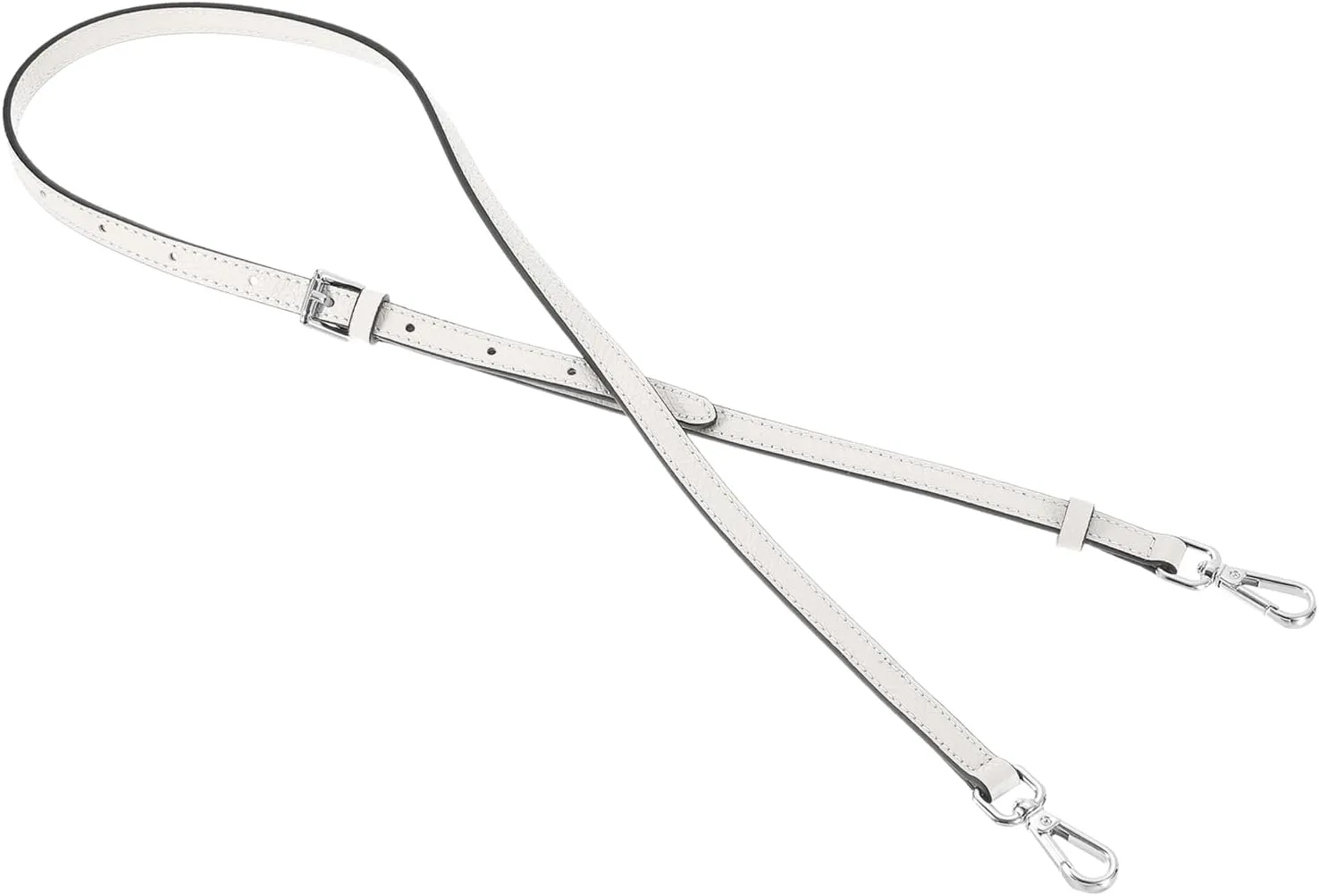 uxcell Genuine Leather Bag Strap Replacement Adjustable Crossbody Bag Straps, 37.4-45.3 Inch Purse Strap for Shoulder Bag Handbag Purse, Beige, Silver Buckle