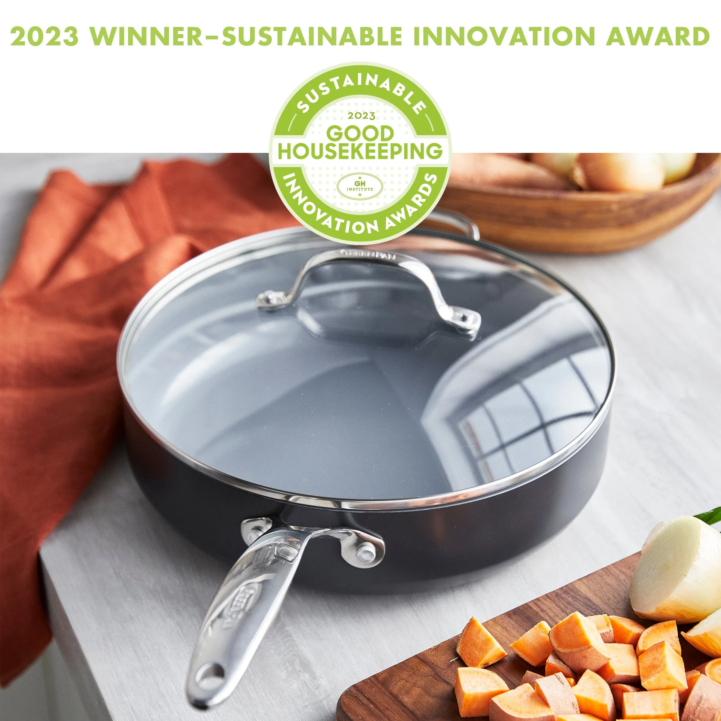 Valencia Pro Nonstick, Ceramic Sauté Pan with Lid, 4.5 Qt