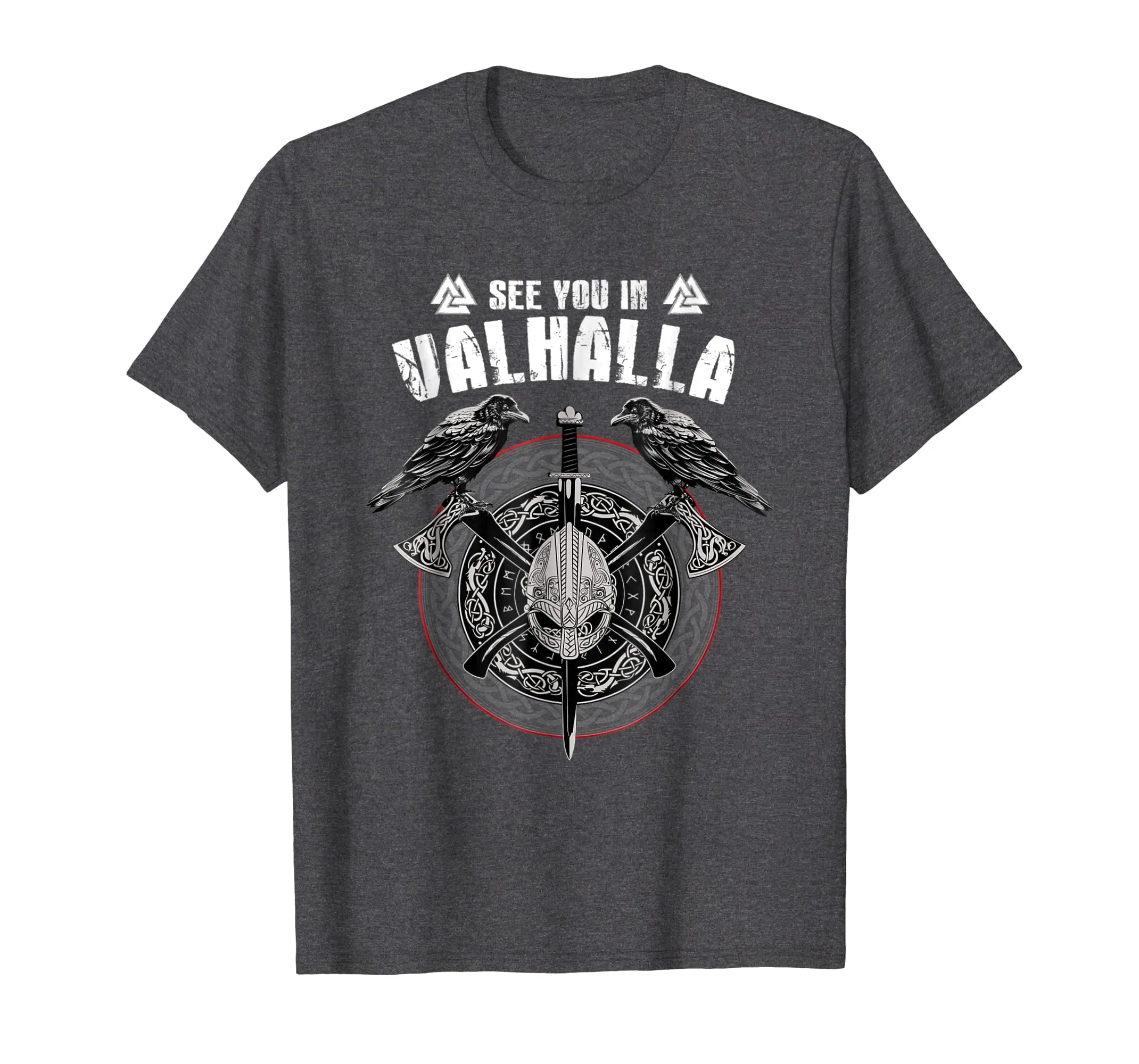 Valhalla Odin shirt with Huggin and Muninn and axe/helmet