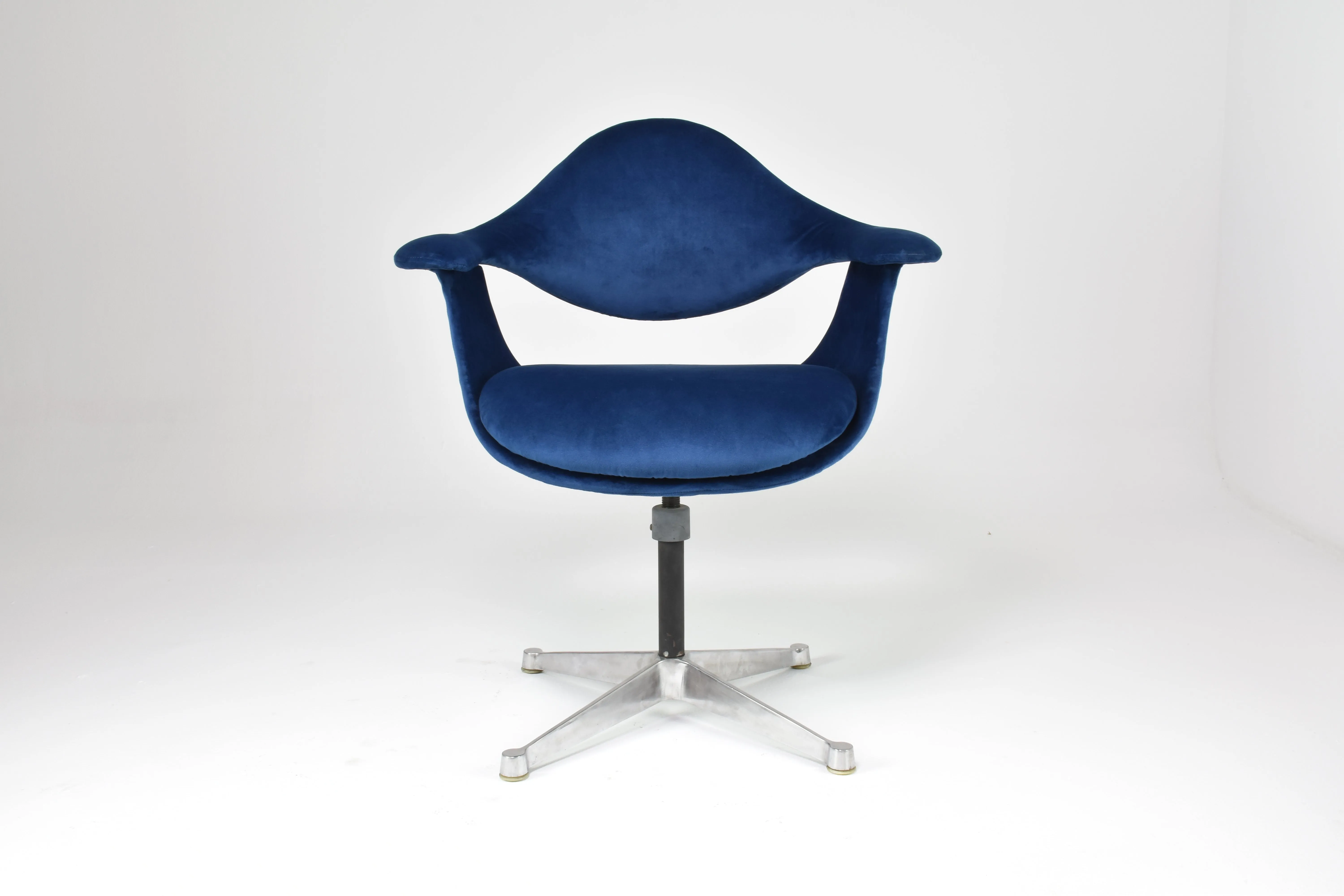 Velvet and Aluminum Armchair By George Nelson, USA, 1964s