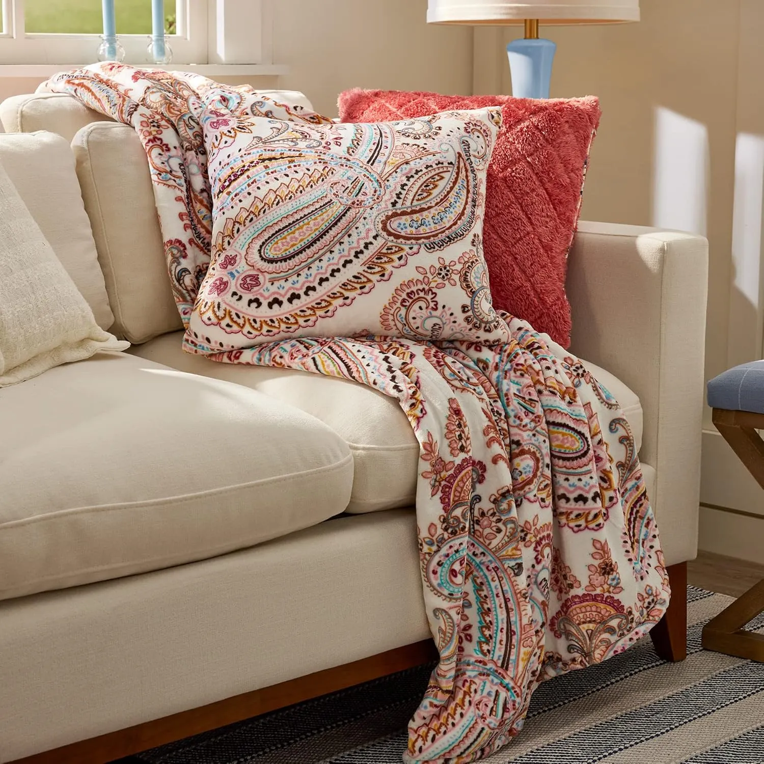 Vera Bradley Decorative Throw Pillow with Removeable Hypoallergenic Insert Décor, One Size, Blooms and Branches Navy