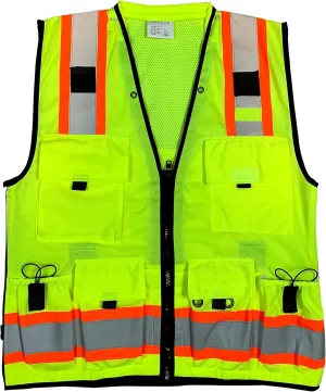 Vero1992 (F Safety Vest For Men's, Engineer High Visibility Vest With Pockets and Zipper, Reflective safety vest
