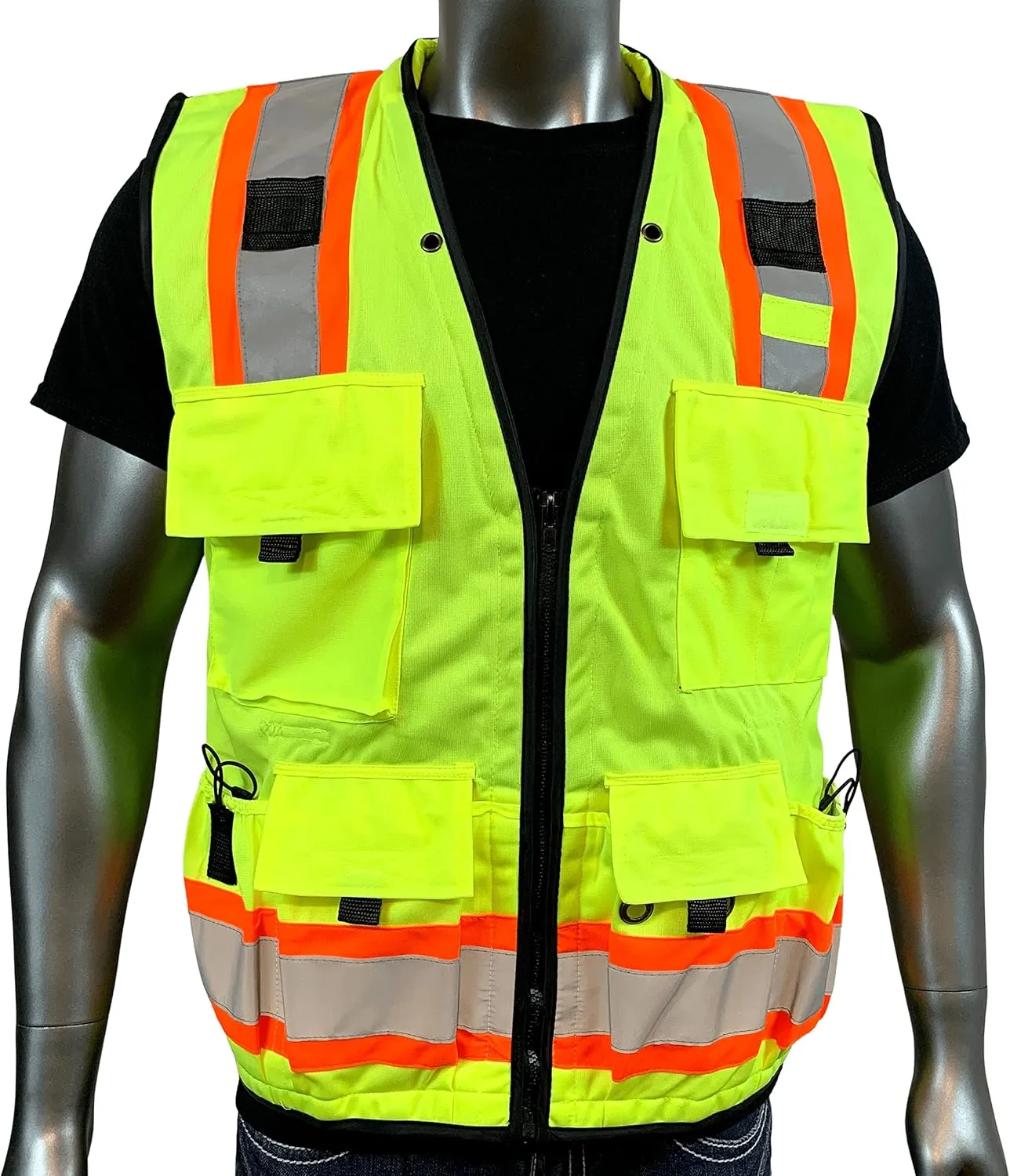 Vero1992 (F Safety Vest For Men's, Engineer High Visibility Vest With Pockets and Zipper, Reflective safety vest