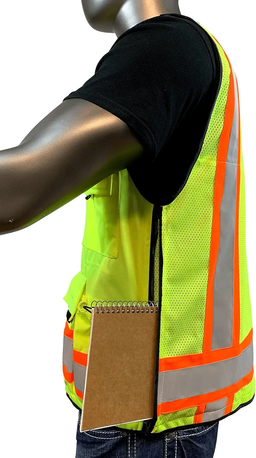 Vero1992 (F Safety Vest For Men's, Engineer High Visibility Vest With Pockets and Zipper, Reflective safety vest