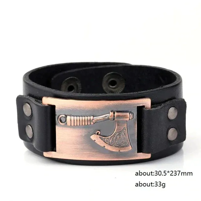 VIKING AXE LEATHER BRACELET