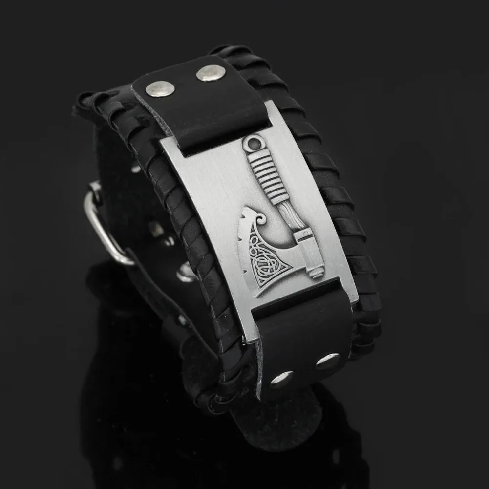 Viking Axe Leather Bracelet