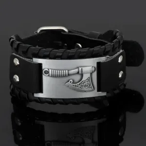Viking Axe Leather Bracelet