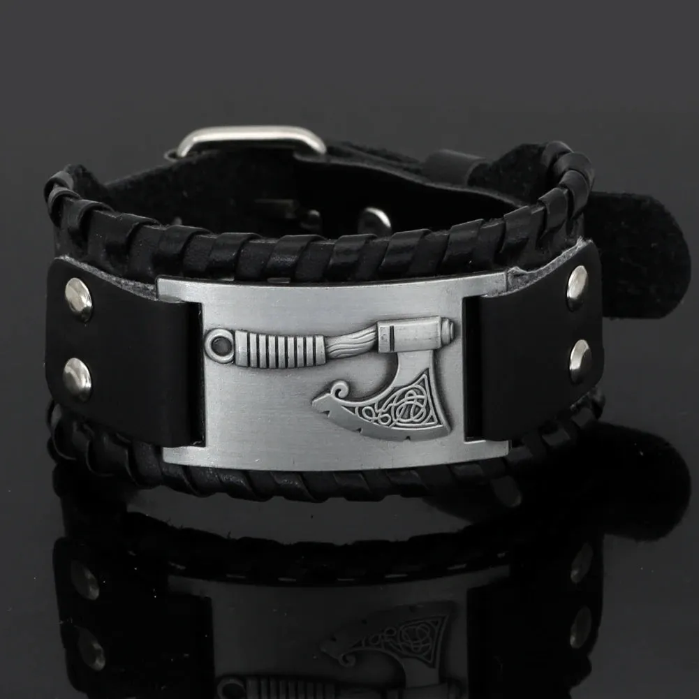 Viking Axe Leather Bracelet