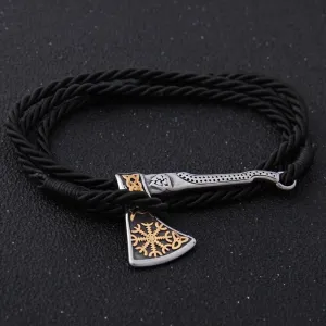 VIKING BRACELET - GOLDEN AEGISHJALMUR AXE