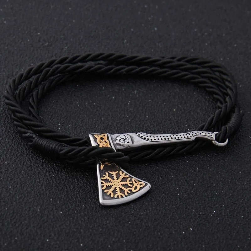VIKING BRACELET - GOLDEN AEGISHJALMUR AXE