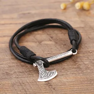 Viking Leather Bracelet - Nordic Axe