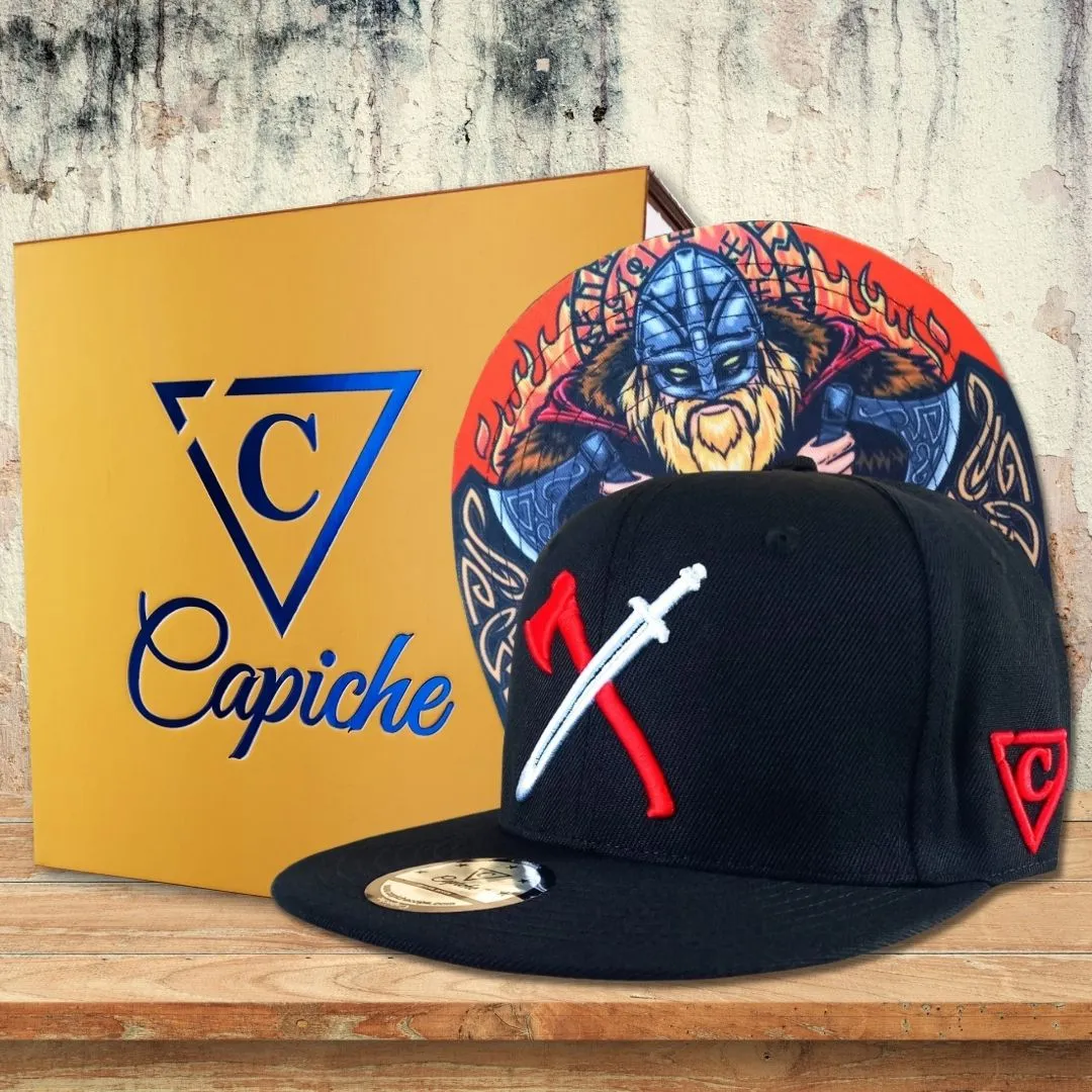 Viking Red/White Snapback - Black