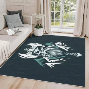 Viking Rugs for Bedroom - Viking Rug, 4x5 Rug, Celtic Nordic Axe Mountain Area Rug, Medieval Weapon Carpet, Washable & Non Slip & Soft Large Rugs, Viking Home Decor Gifts