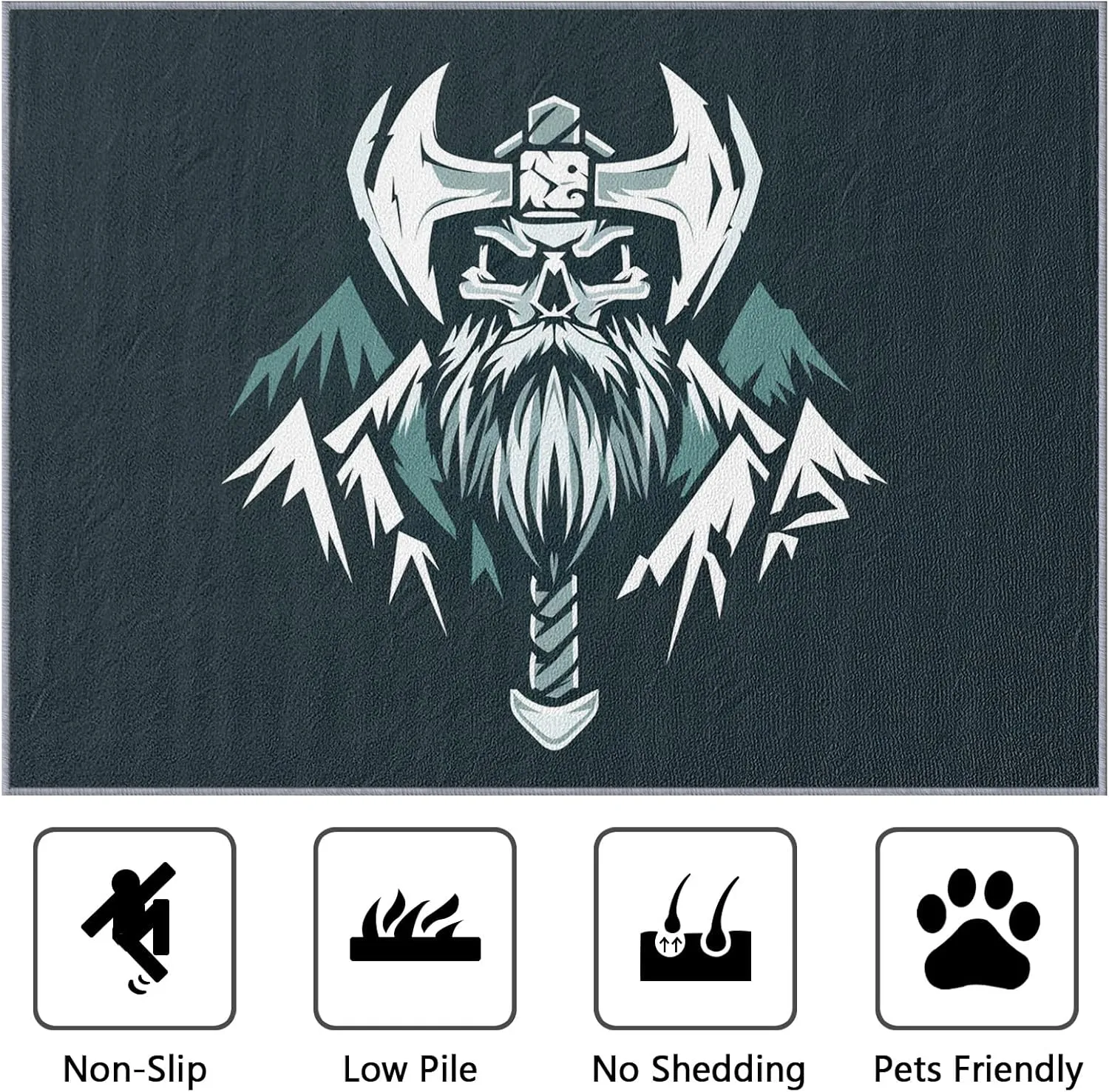 Viking Rugs for Bedroom - Viking Rug, 4x5 Rug, Celtic Nordic Axe Mountain Area Rug, Medieval Weapon Carpet, Washable & Non Slip & Soft Large Rugs, Viking Home Decor Gifts