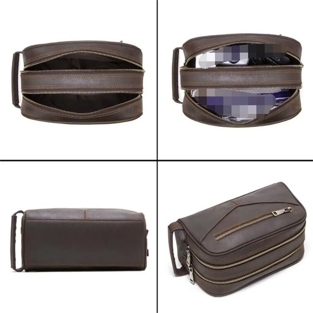 Vintage Multifunctional Toiletries Bag, Storage Bag Leisure Leather Handbag purse