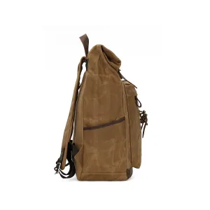 Vintage Waxed Canvas Backpack with Roll top Design
