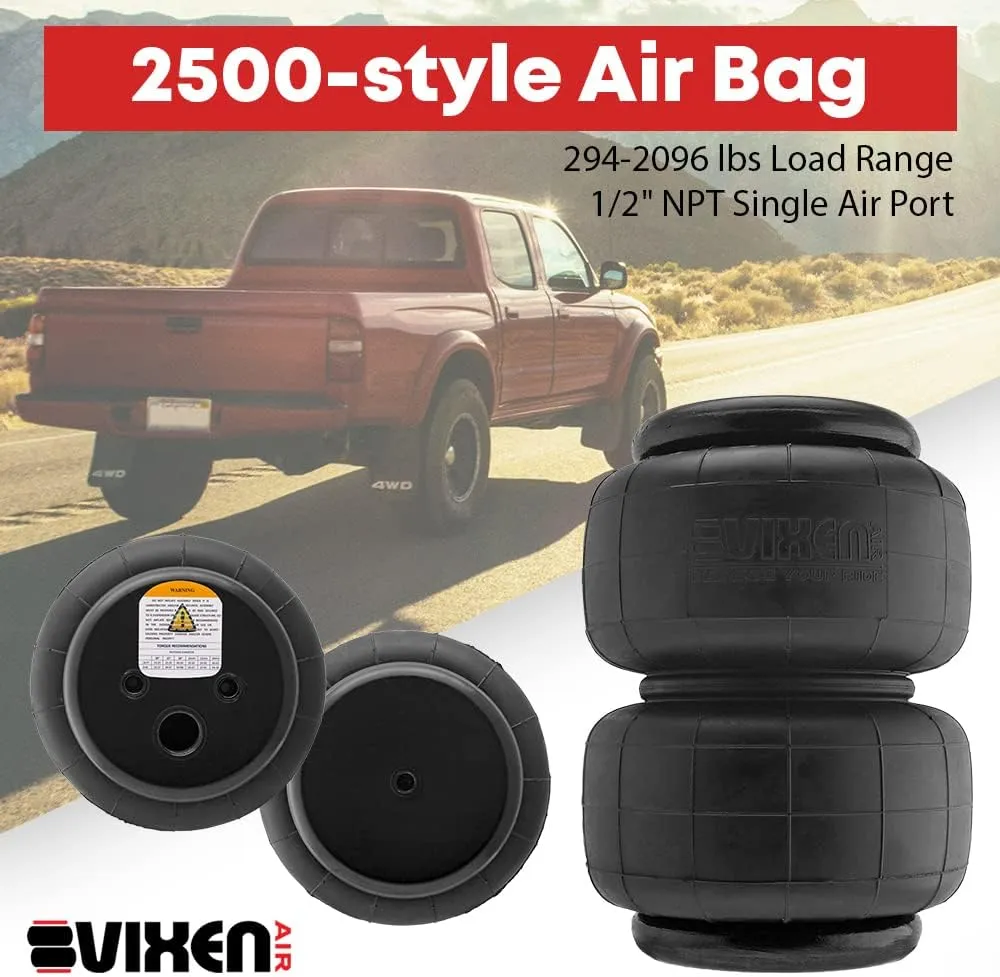 Vixen Air 1/2" NPT Single Air Port Suspension Air Spring/Air Bag Dual Pack VXD2500DP