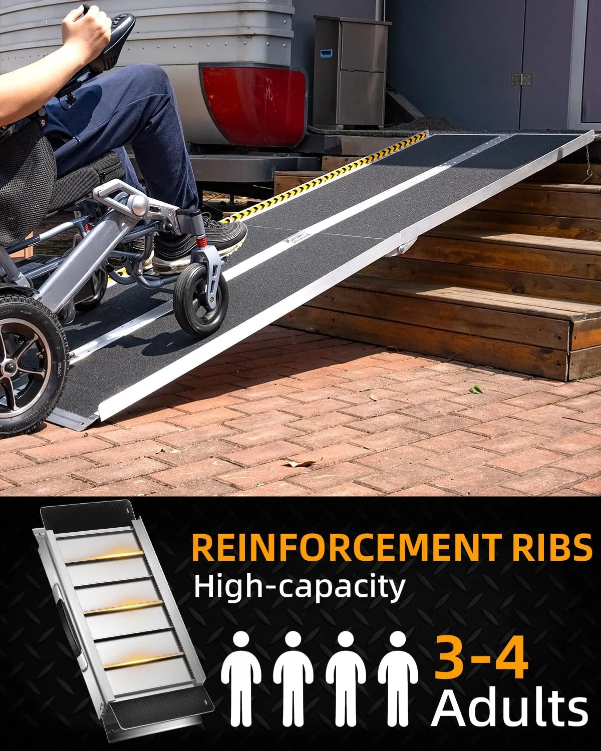 VNN Portable Wheelchair Ramp 7FT, Non-Slip Aluminum Folding Handicap Ramp, Door Threshold Wheelchair Ramps for Home, Wheel Chair Ramp for Home Steps, Scooter Ramp, Doorways