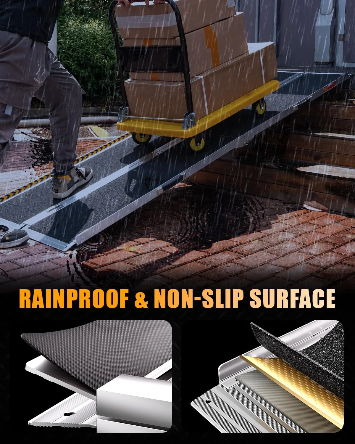 VNN Portable Wheelchair Ramp 7FT, Non-Slip Aluminum Folding Handicap Ramp, Door Threshold Wheelchair Ramps for Home, Wheel Chair Ramp for Home Steps, Scooter Ramp, Doorways