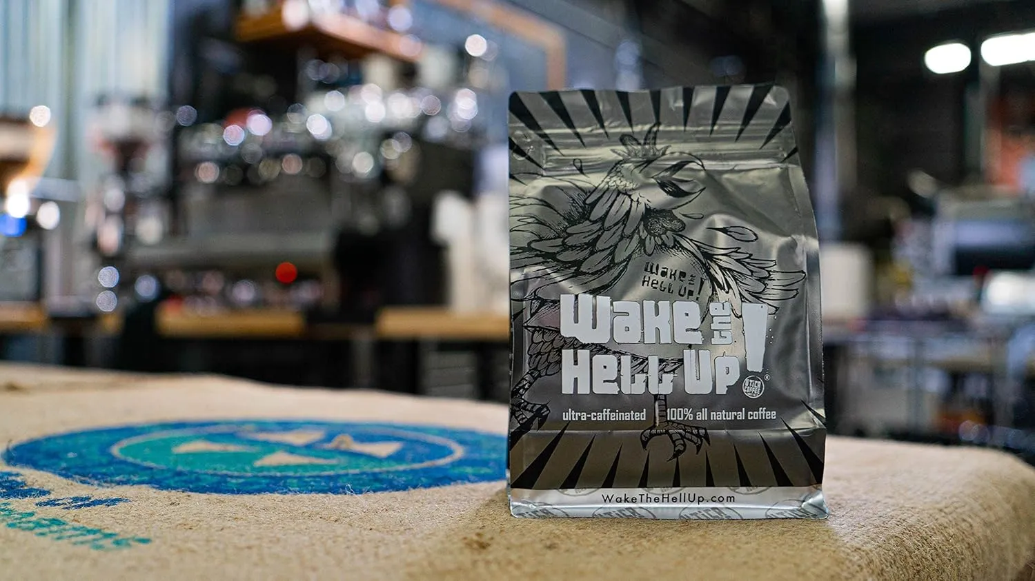 Wake The Hell Up! 12oz Ultra-Caffeinated Ground Coffee, Low Acid, Medium-Dark Roast