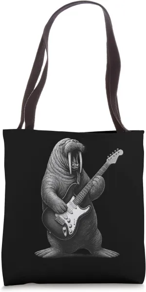 Walrus Playing Guitar Rock Music Animal Lover Tote Bag