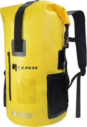 Waterproof Dry Bag Backpack IPX6, Roll-Top Closure Bag Boating & Kayak Accessories - Essentials for Camping Swimming Beach Fishing Rafting Travel, Yellow