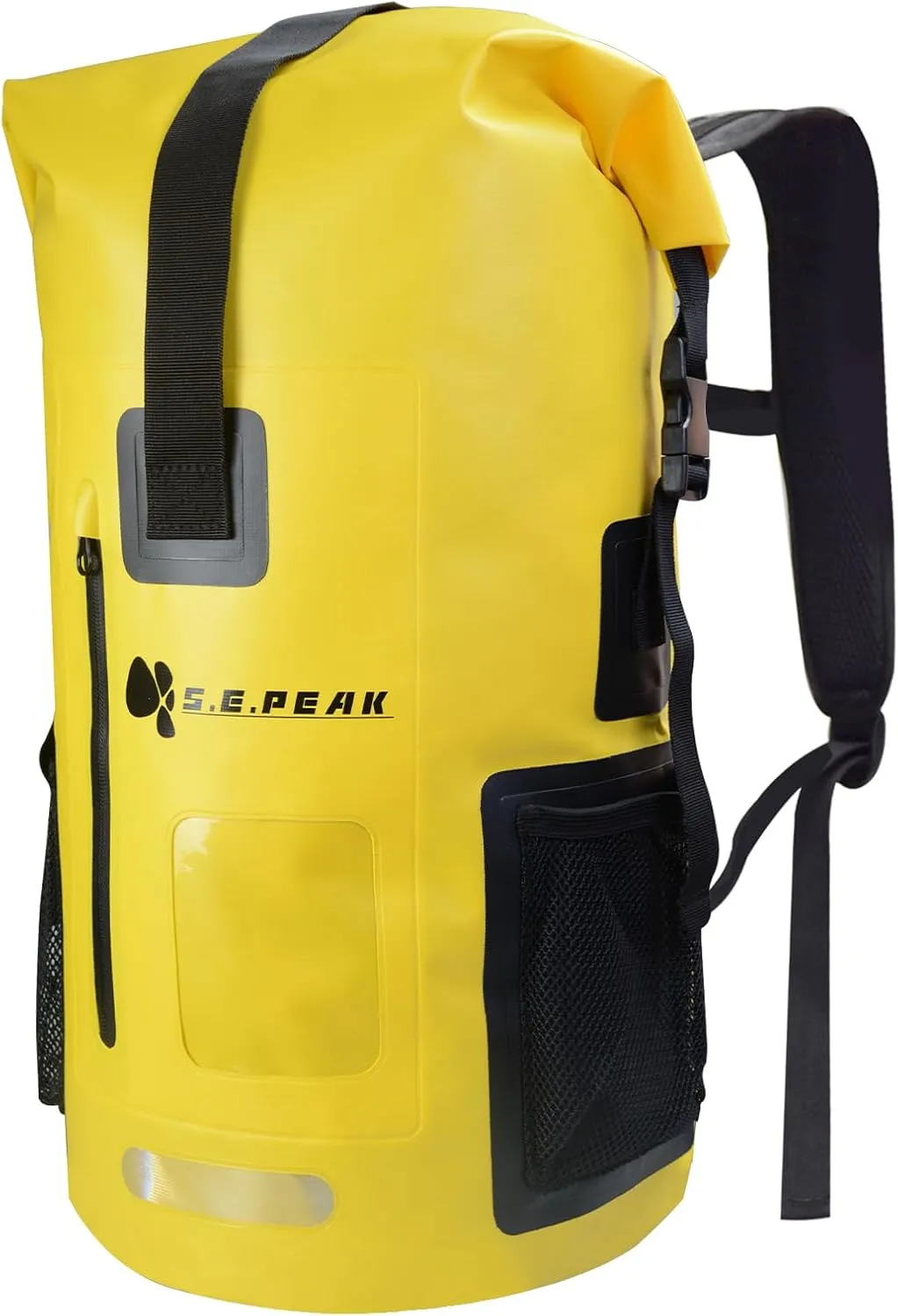 Waterproof Dry Bag Backpack IPX6, Roll-Top Closure Bag Boating & Kayak Accessories - Essentials for Camping Swimming Beach Fishing Rafting Travel, Yellow