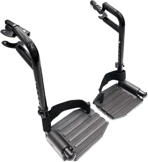 Wheelchair swing away footrests,Economy Footrest for Standard Wheelchairs and Transport Chair, Composite Footplates and Heel Loops,Universal Swing-Away Footrests, Same function as T93.(1 Pr, Black)