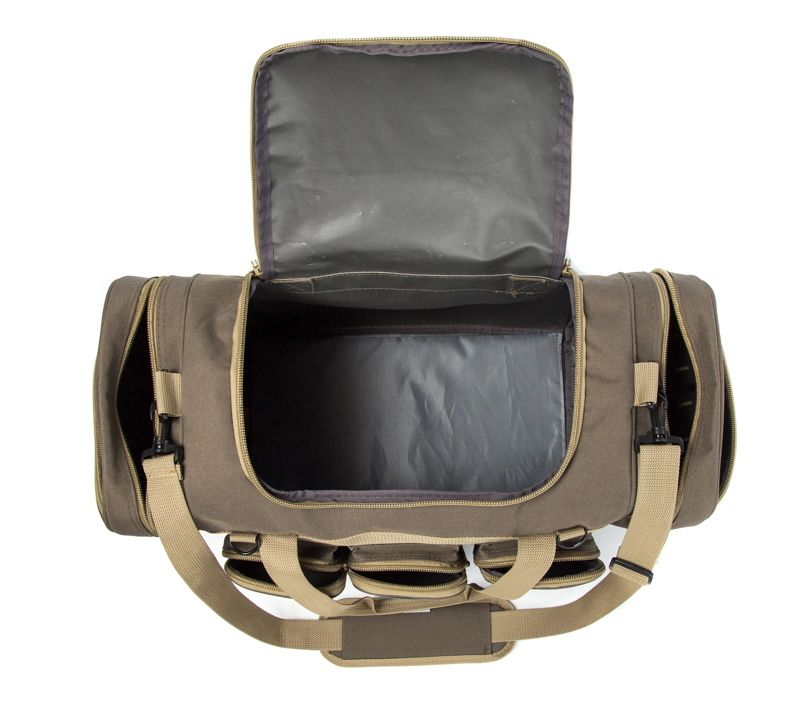 Wholesale Case Lot Tactical Range Duffel Heavy Duty Military Molle Gear Travel Sports Gym Bag Lockable Zippers with US Flag Patch  |||    10/6 PACKS | $35.99/49.99 PER PACK