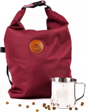 Wilderdog Doggie Bag - Water Resistant, Portable Kibble Carrier & Stainless Steel Mug - Huckleberry