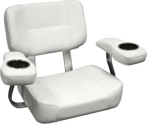 Wise 3366-784 Offshore Series Deluxe Helm Chair with Oversized Arm Rests and Stainless Cupholders, Brite White