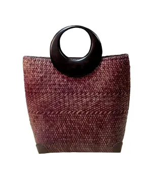 Wooden-Handle Wicker Tote,Handwoven Wicker Tote Bag,Straw Shopping Bag,Straw Bag,Market Straw Basket Bag,Straw Basket Bag,Straw Bag Tote